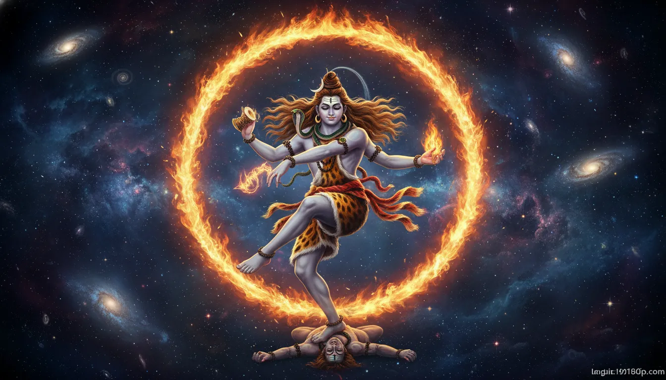 Lord Shiva performing the divine cosmic dance Tandava in full HD 1080p resolution.