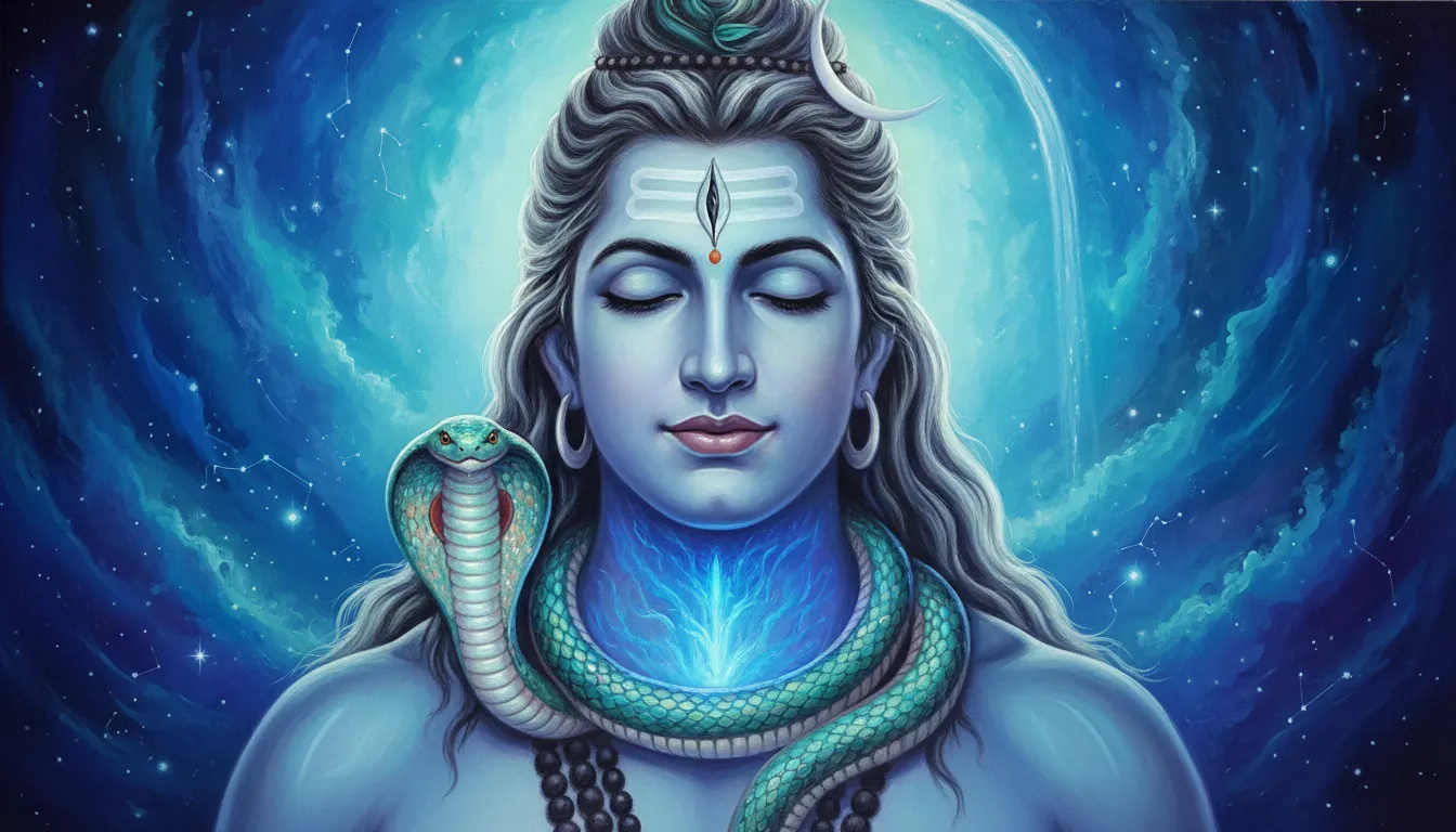 Beautiful 1080p image of Lord Shiva as Nilakantha with a blue throat.