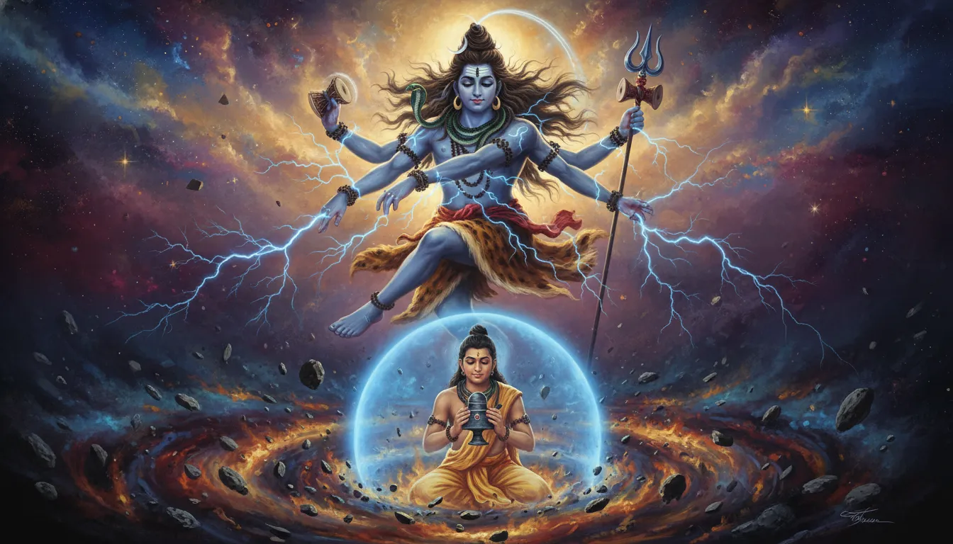 Energetic markandey mahadev photo representing Shiva's cosmic dance to defeat death.