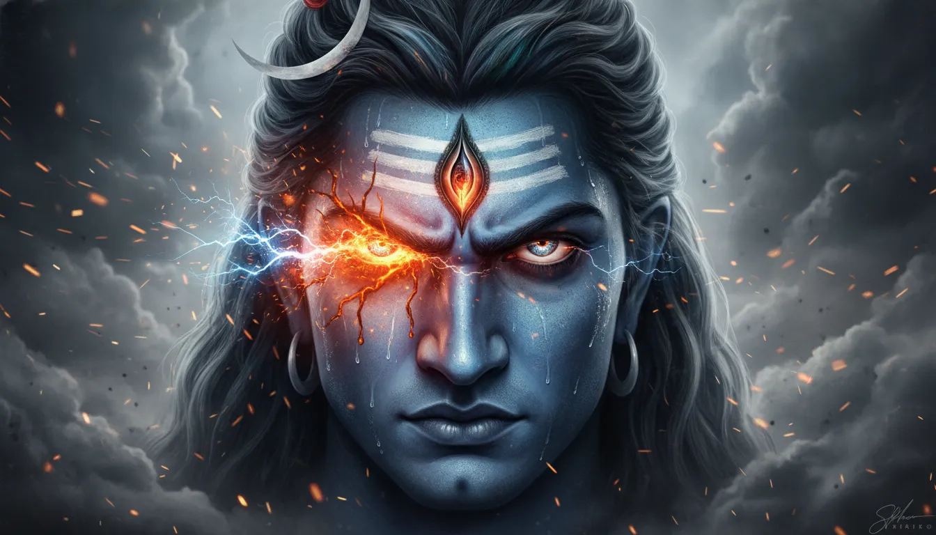 Angry Mahadev third eye opening photo in HD download for mobile background.