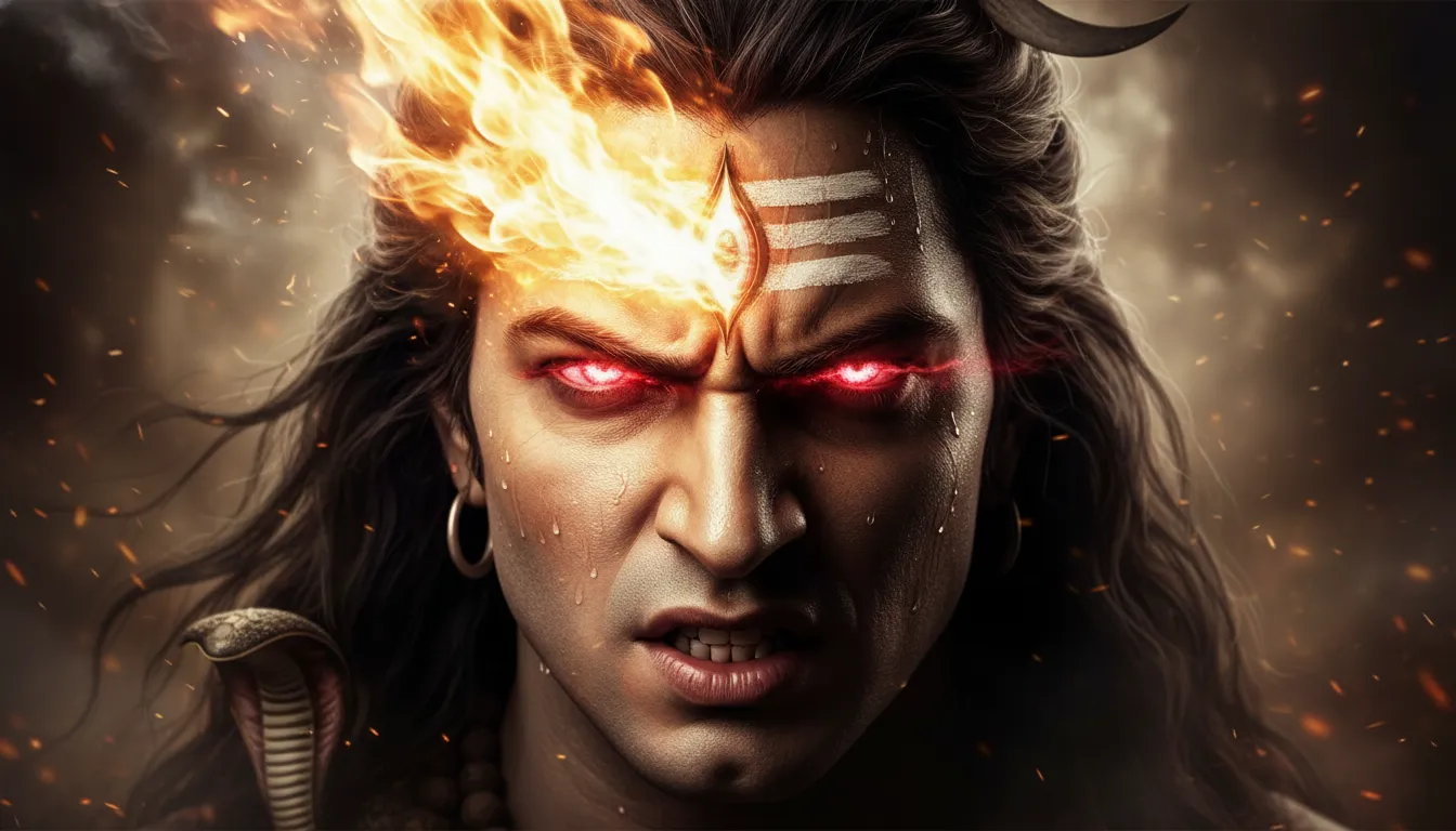 Mahadev angry photo showing the powerful opening of the third eye