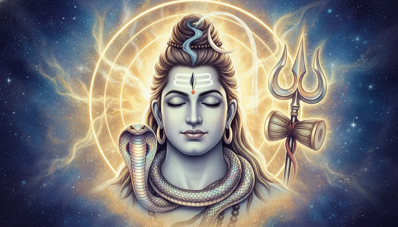 Lord Shiva pencil drawing with snake around neck