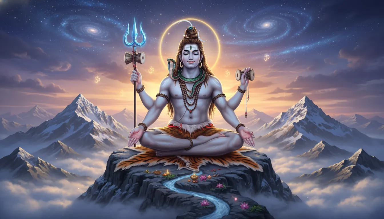 lord shiva images hd 1080p with trishul and damru in mountain background