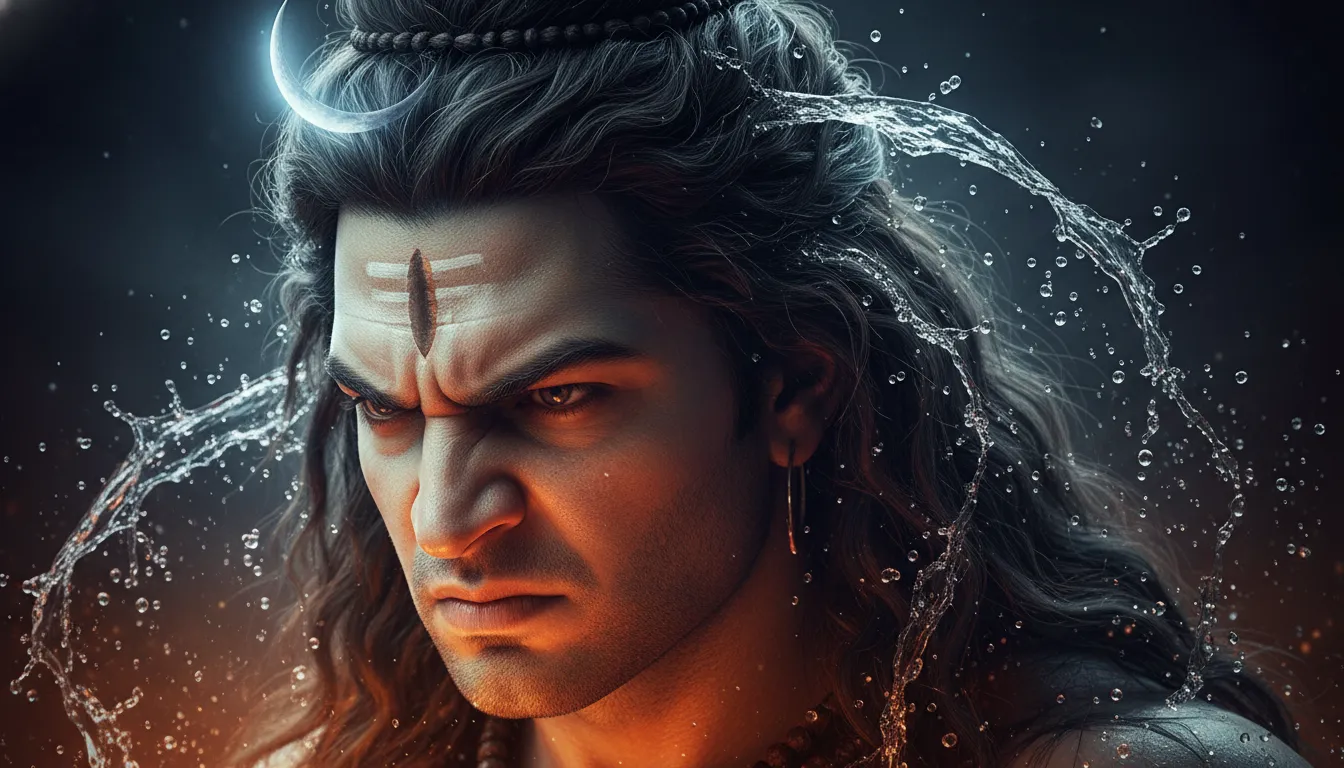 Lord Shiva angry face wallpaper with glowing crescent moon