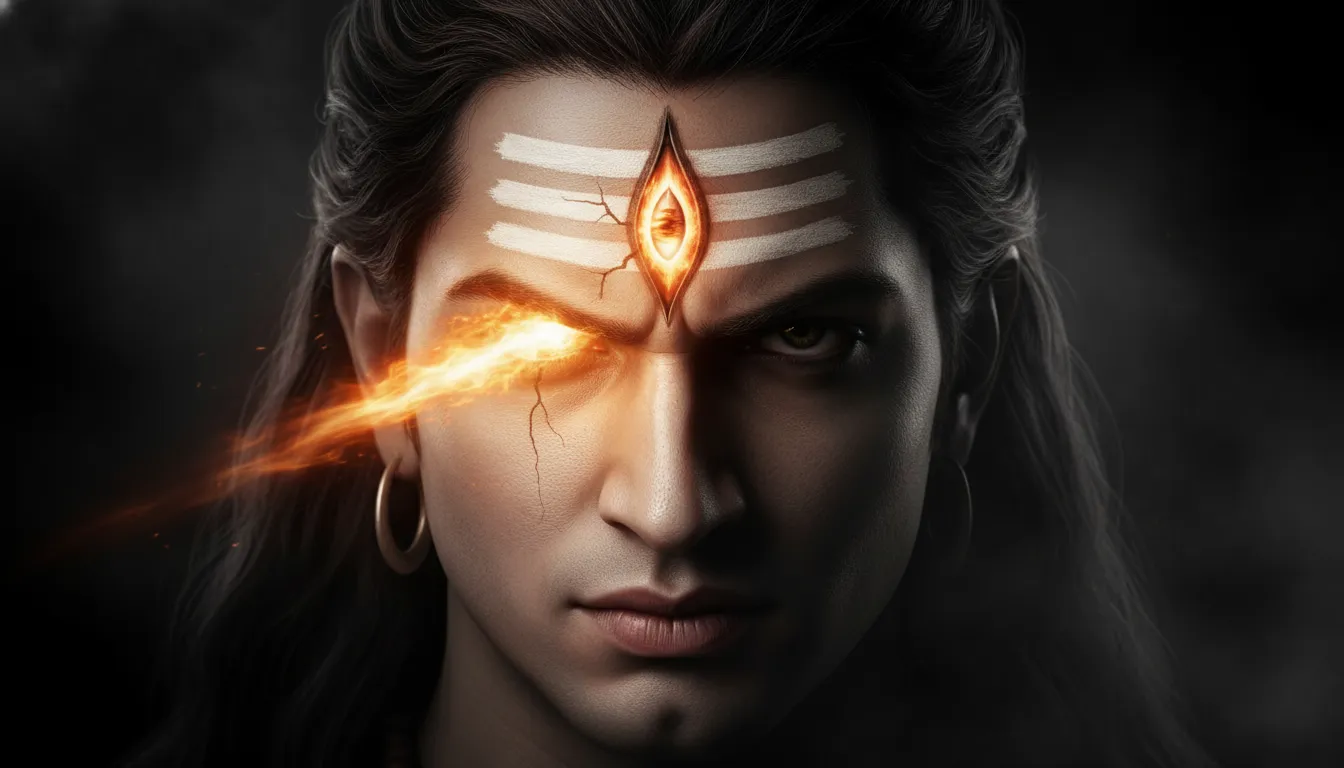 Close up look of Lord Shiva opening his powerful third eye mahadev dp photo