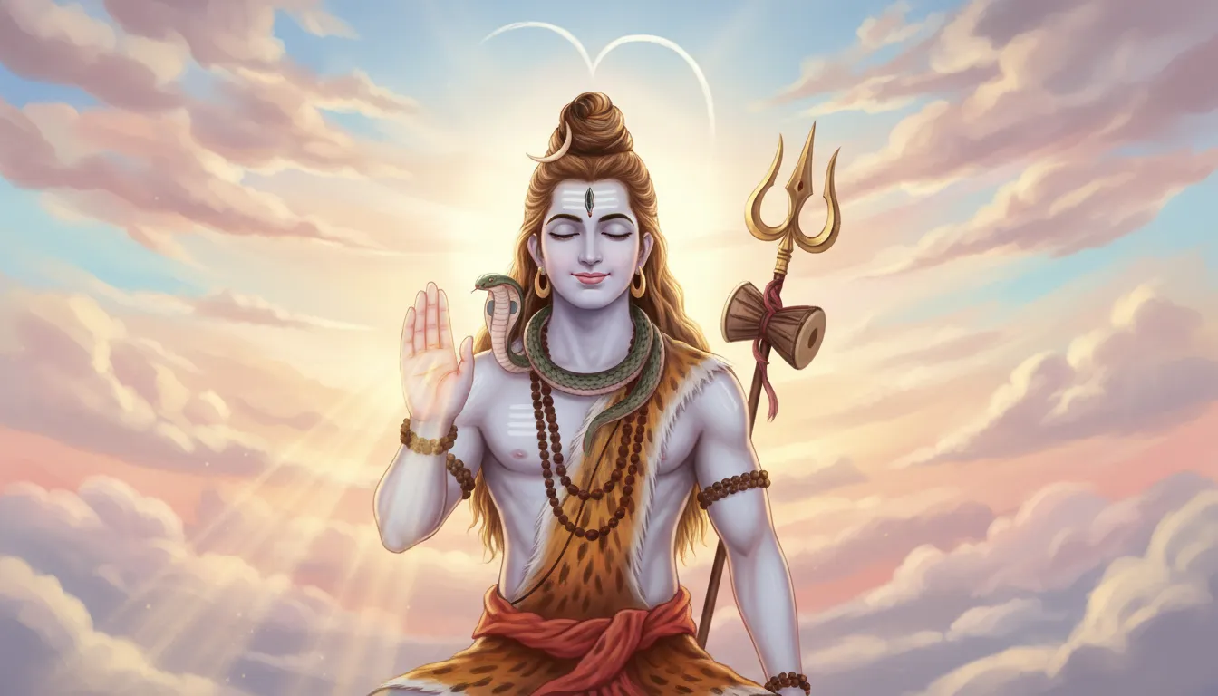 Lord Shiva giving blessings with hand in Abhaya Mudra