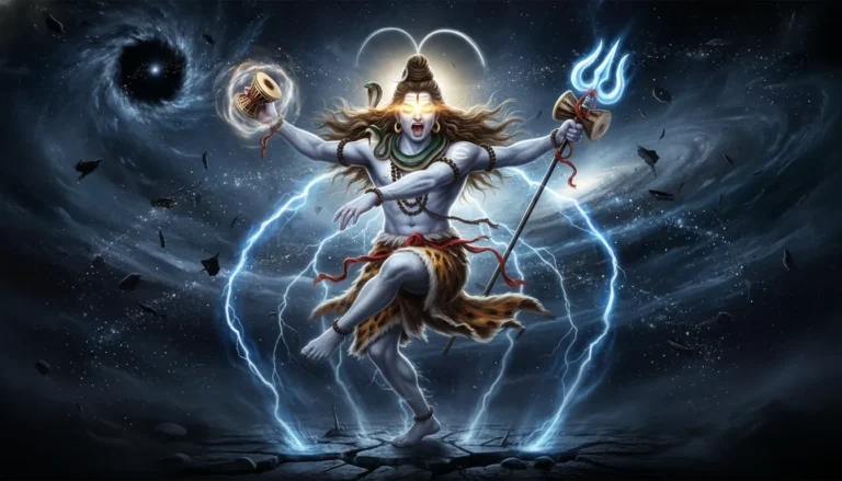 Mahadev dangerous photo hd download showing Lord Shiva performing the cosmic Tandav dance in anger with his third eye open.