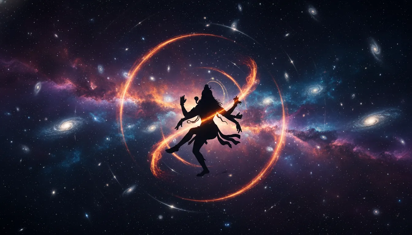 Lord Shiva performing Cosmic Tandav dance with galaxy and stars background for photo editing HD.