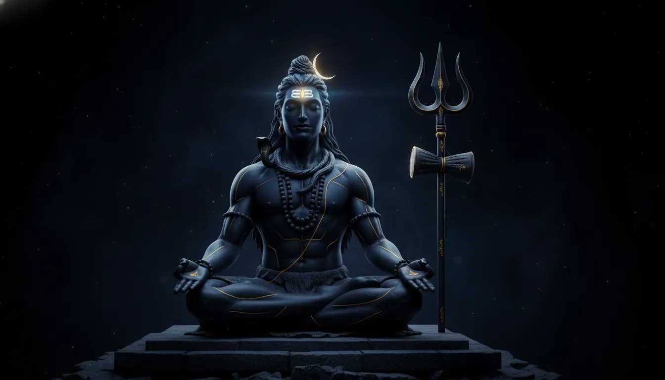 Mahadev dark aesthetic wallpaper with glowing third eye 4K resolution