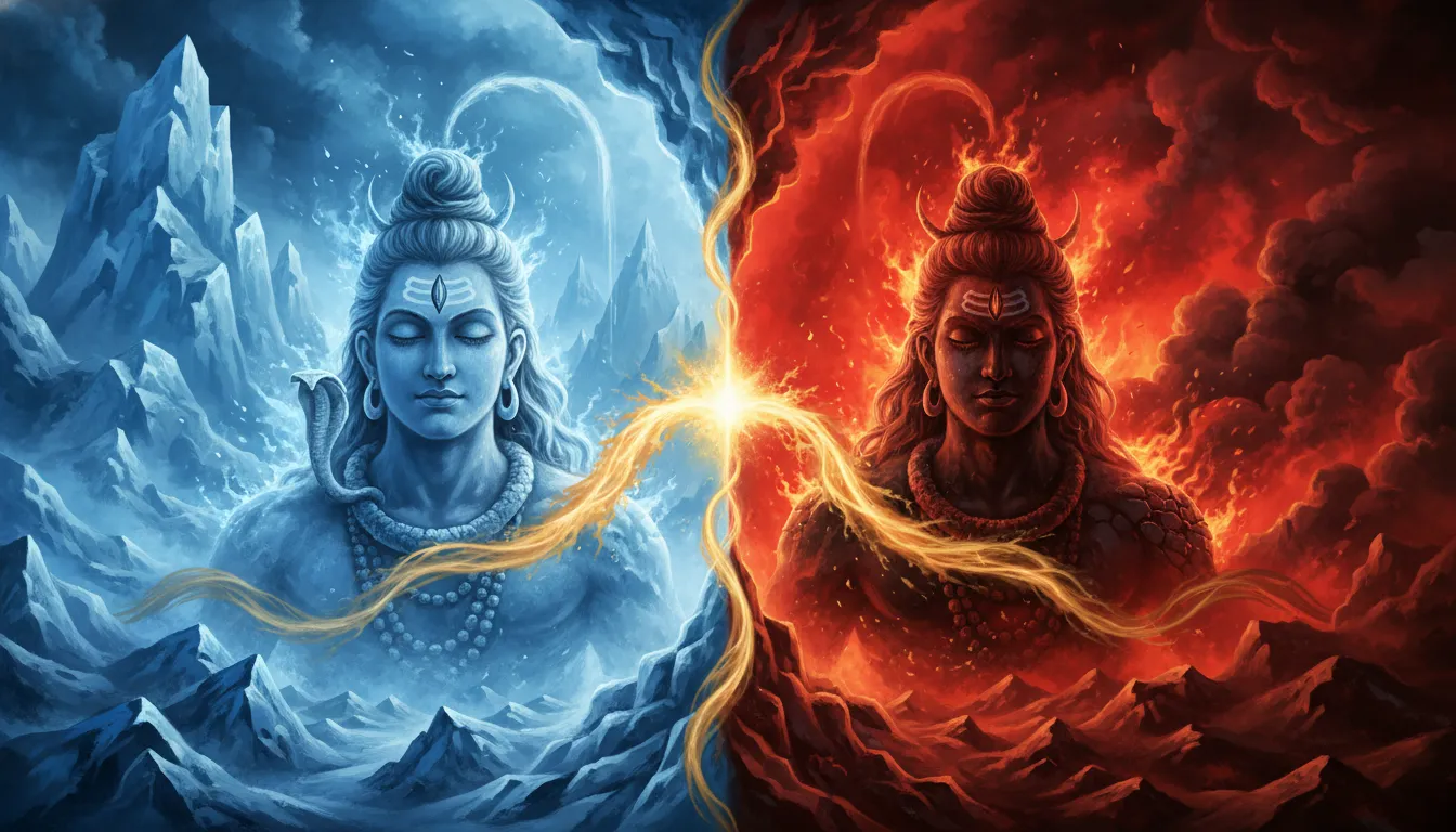 Mahadev dangerous photo hd download representing the dual nature of ice and fire destruction.