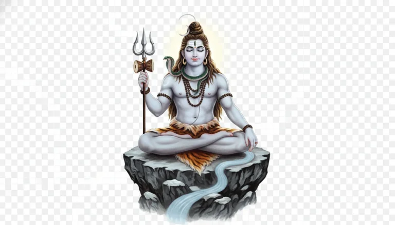 Lord Shiva meditating on Mount Kailash transparent PNG image