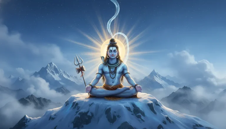 Pura Mahadev photos of Lord Shiva meditating on snow covered Mount Kailash mountain.