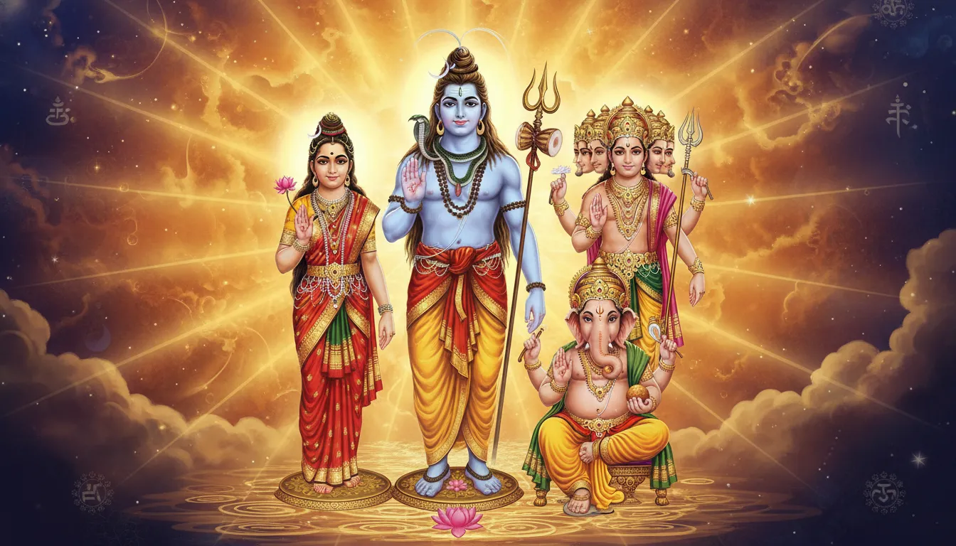 Mahadev Parivar photo in blessing pose for prosperity and success.