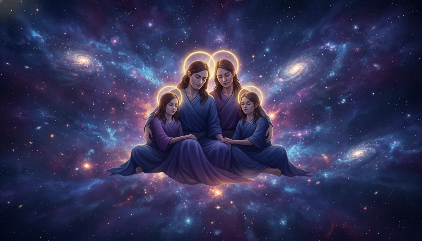 Dynamic Mahadev Parivar photo featuring subtle cosmic and stardust background elements.