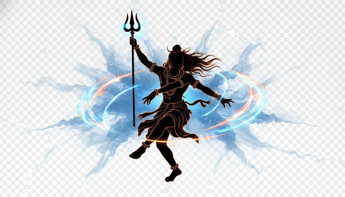 Angry Lord Shiva performing Tandav dance silhouette PNG