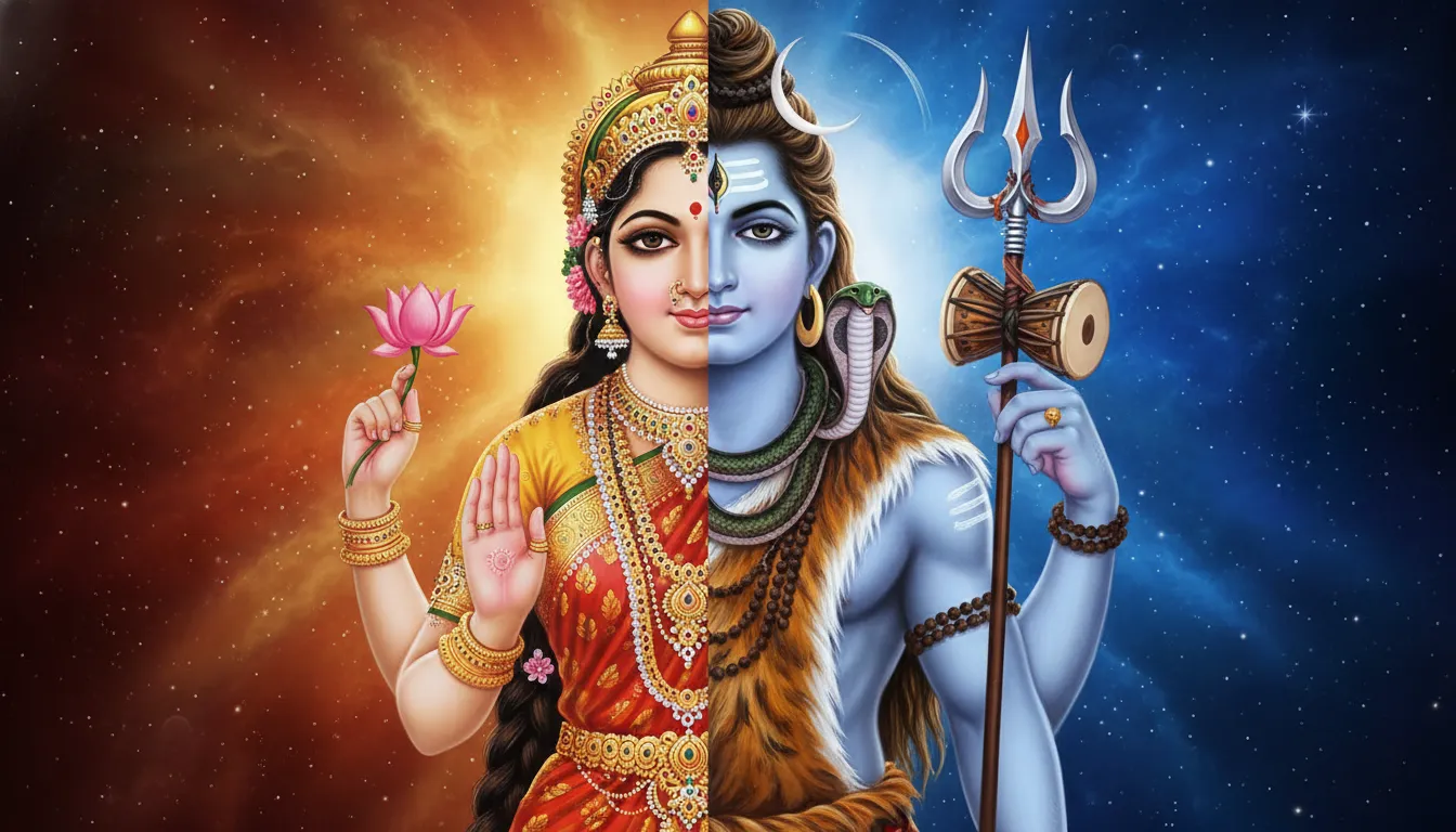 Cosmic Ardhanarishvara form of Lord Shiva and Parvati from Mahadev serial.