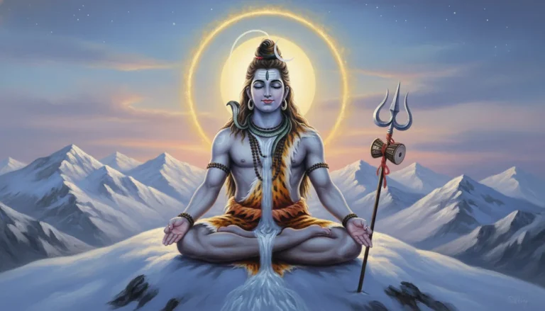 Mahadev shankar bhagwan ka photo in a calm meditative posture on Mount Kailash.