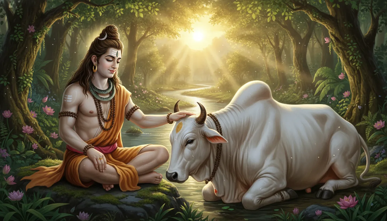 Lord Shiva blessing his loyal vehicle Nandi the bull mahadev dp photo