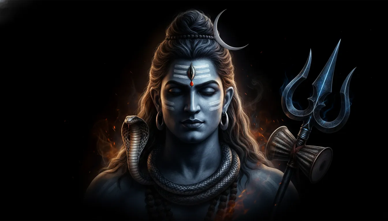 Intense Mahakal fierce look mahadev photo with black background