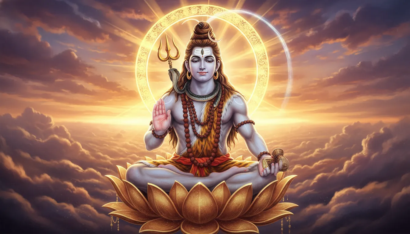 Majestic Lord Rudra with a powerful golden aura good morning HD photo