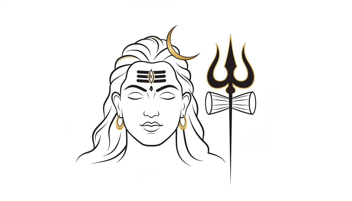Minimalist Lord Shiva line art tattoo design PNG