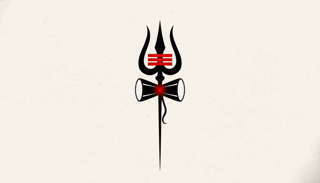 Red Tilak and black Trishul symbol of Lord Shiva on white background