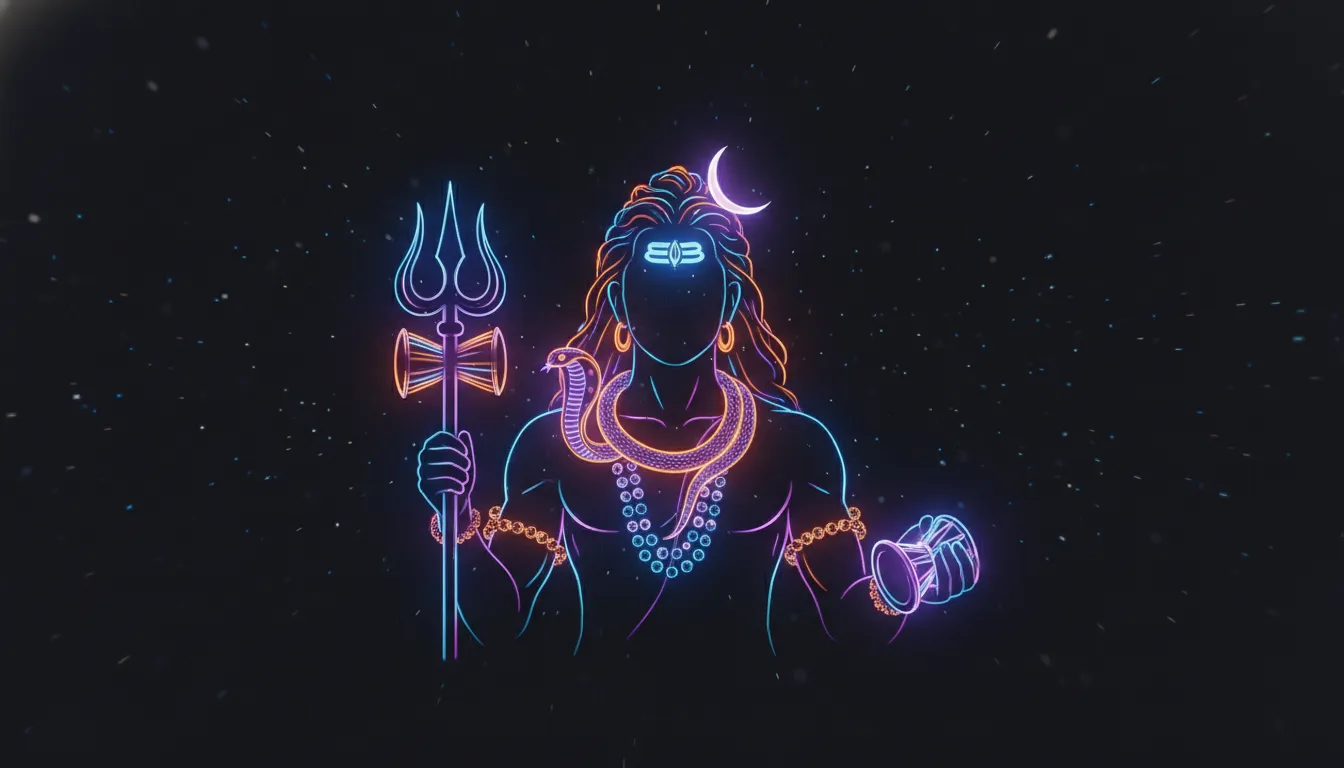 Modern abstract neon style har har mahadev photo 3d.