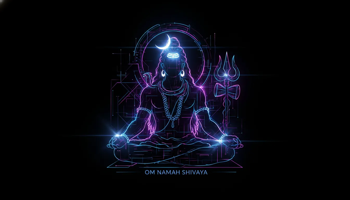 God Shiva HD wallpapers 1080p in modern neon graphic design style.