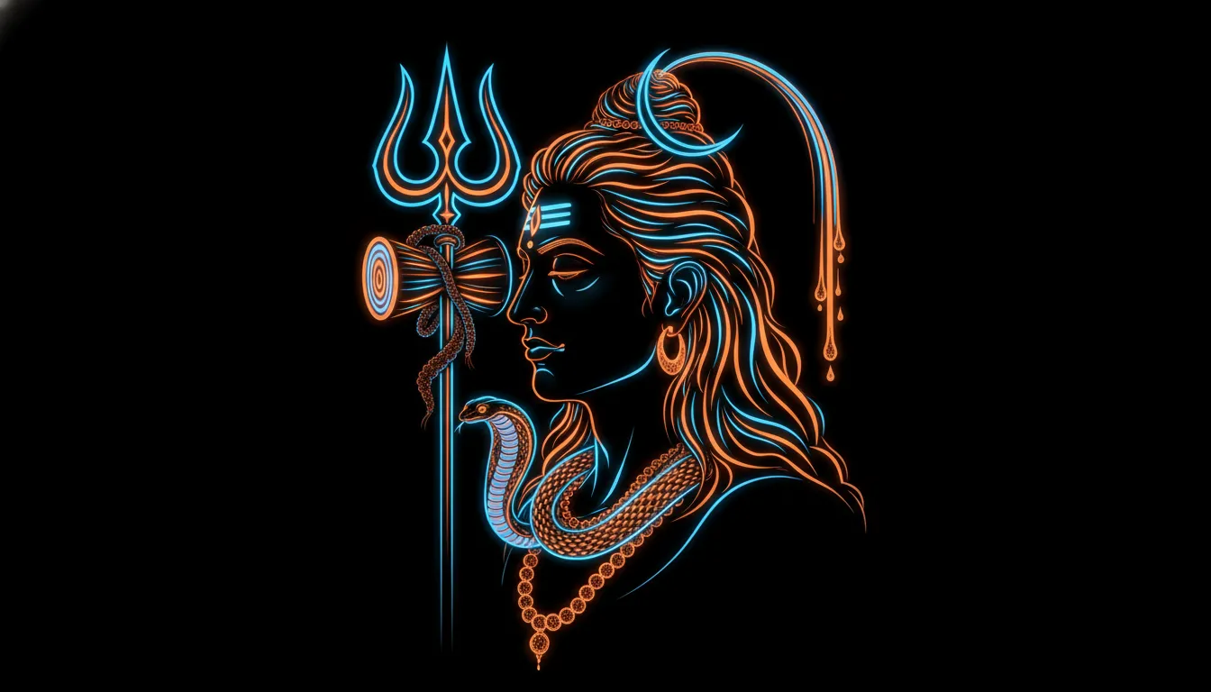 Aesthetic neon art mahadev profile photo for social media