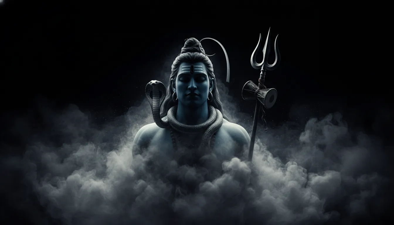 Mystical smoke abstract mahadev photo with black background