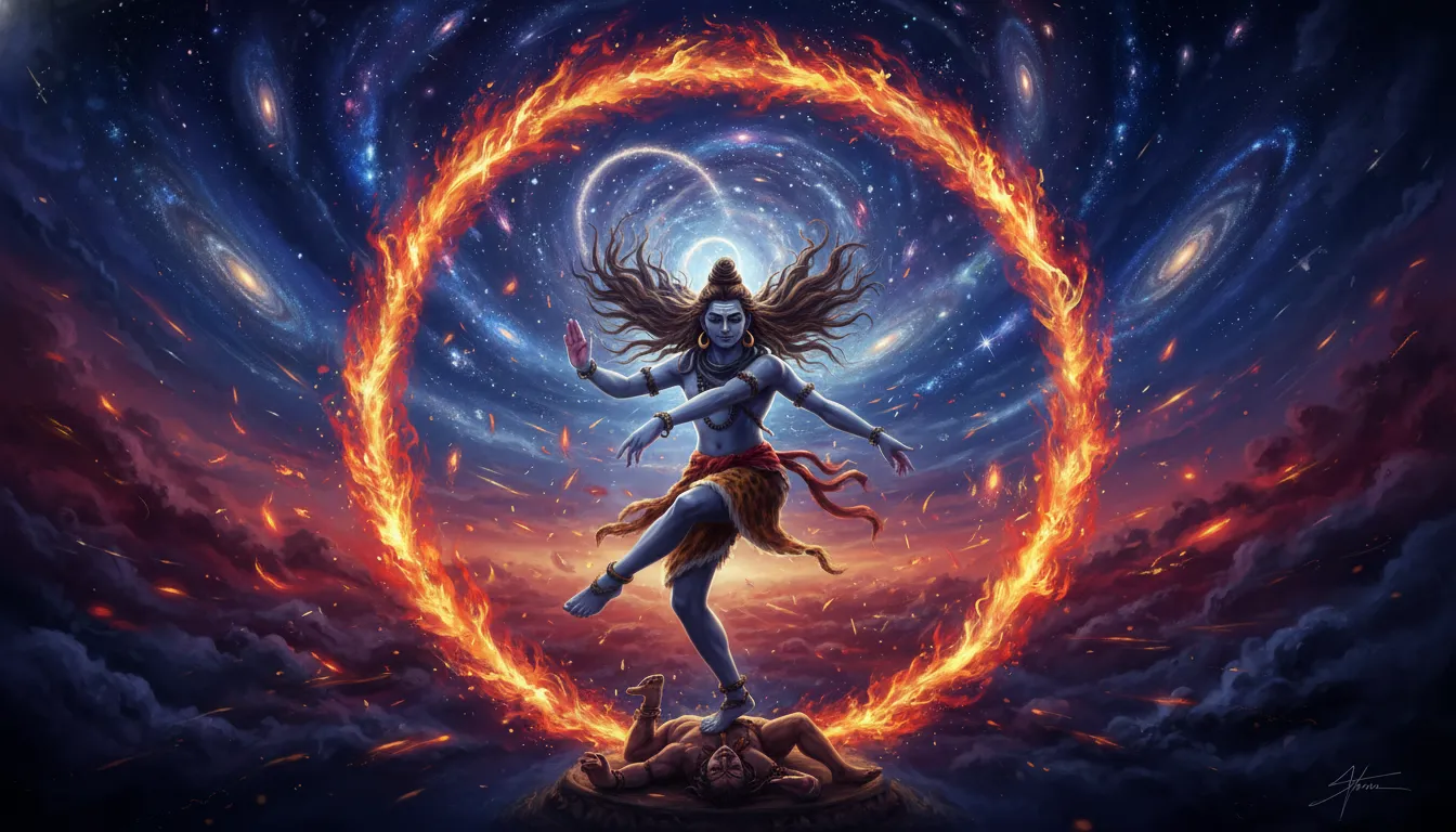 Lord Shiva performing the cosmic Tandava dance as Nataraja.