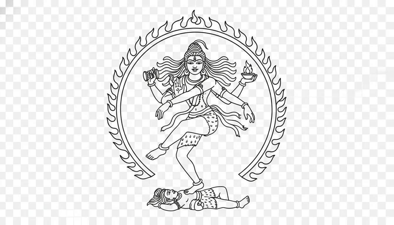 nataraja line art png outline only transparent for coloring