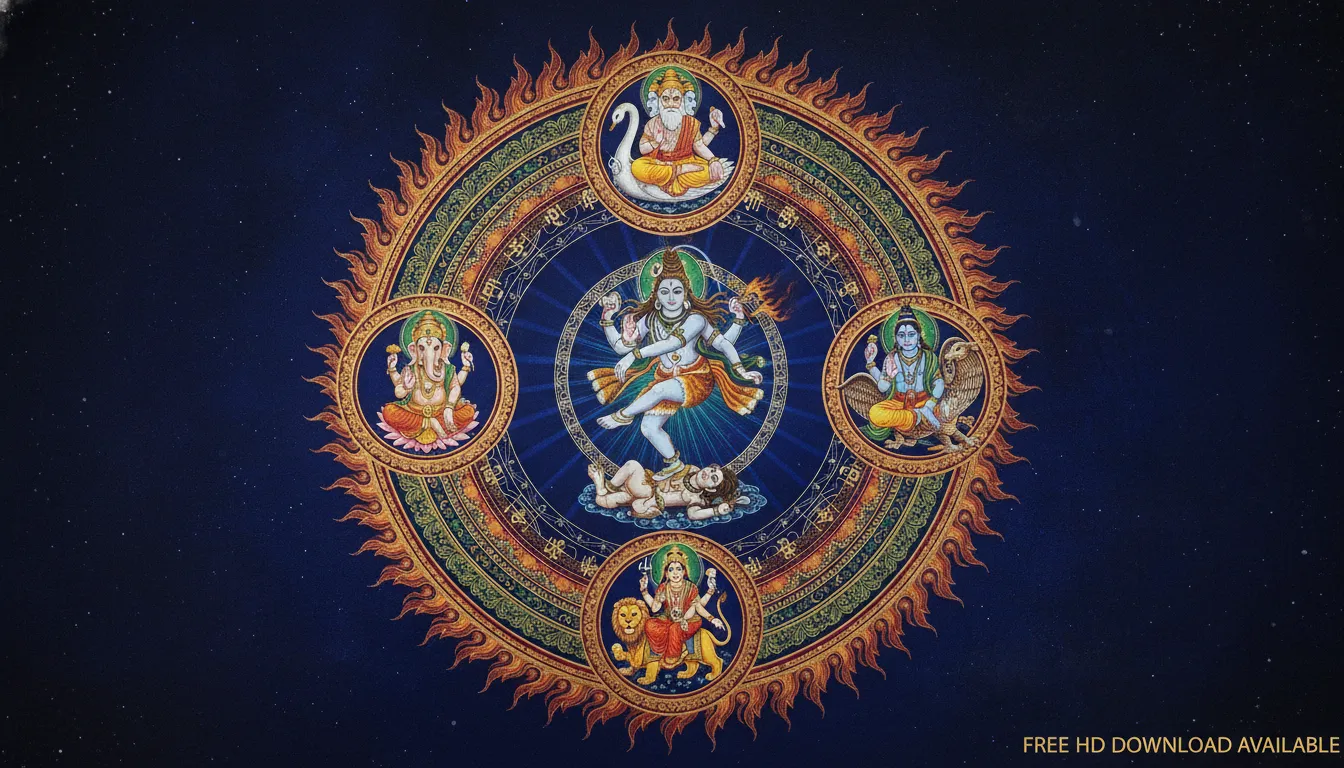 nataraja mandala with brahma vishnu devi deities in four directions