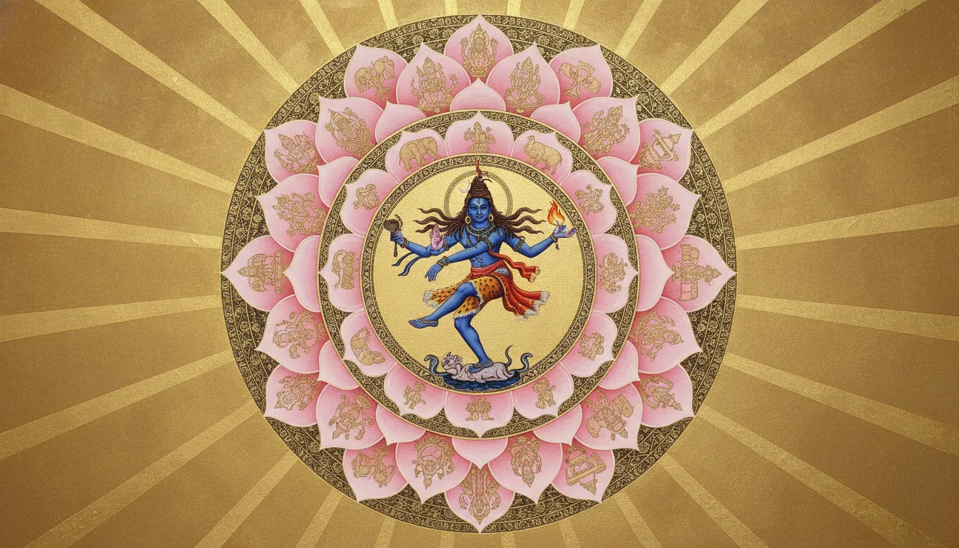 nataraja mandala with lotus petals sacred geometry radial symmetry