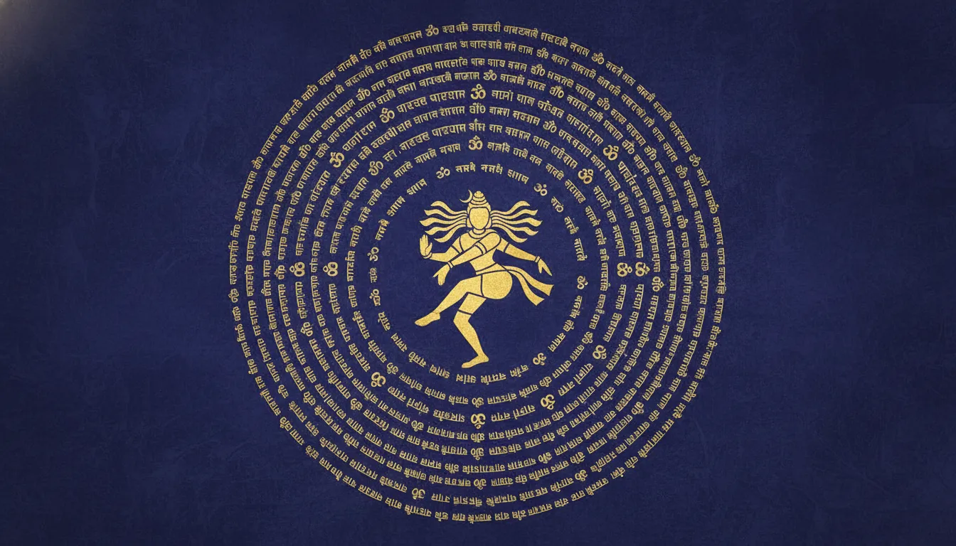 nataraja mandala with sanskrit mantras written in circular pattern