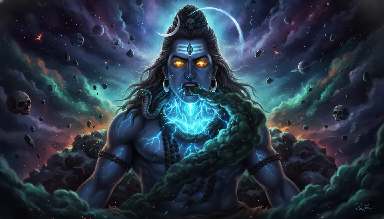 Mahadev dangerous photo hd download representing the fierce Neelkanth avatar holding cosmic poison.