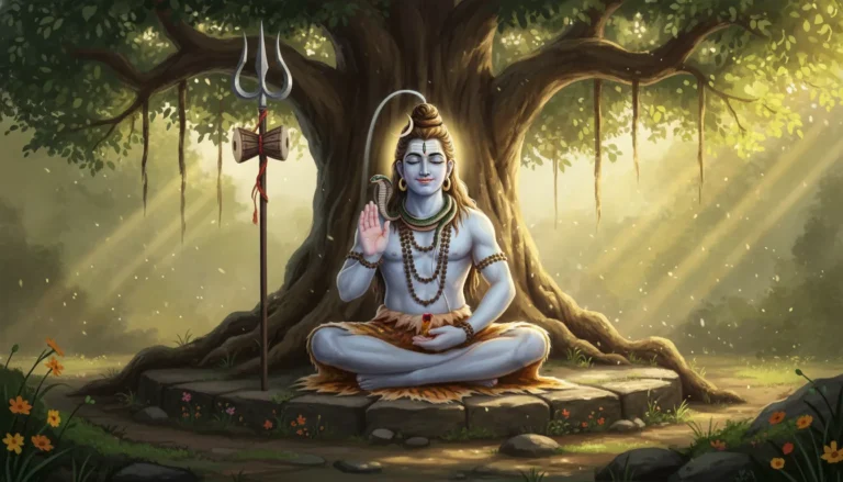 God Shiva HD wallpapers 1080p of peaceful Bholenath holding a trishul.