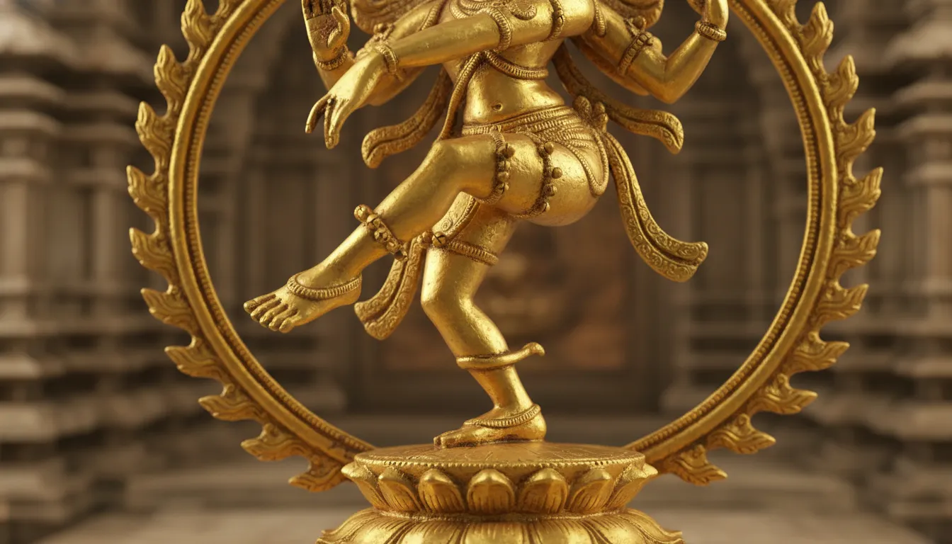 golden nataraja raised left leg symbol of liberation from rebirth