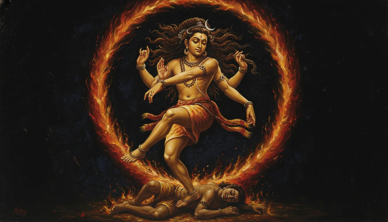 raja ravi varma style nataraja painting with fire ring realistic art