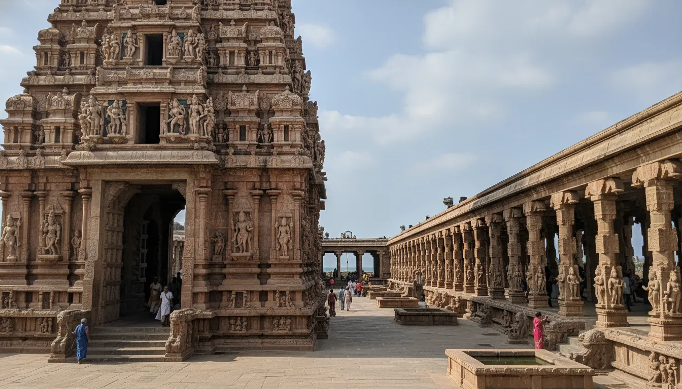 Ramanathaswamy temple Rameswaram longest temple corridor and tall gopurams
