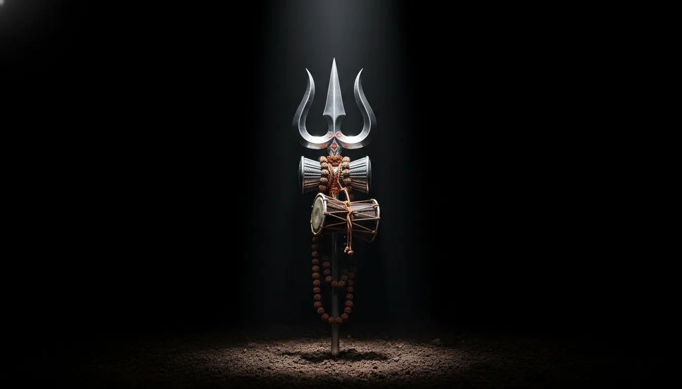 Holy trident trishul mahadev photo with black background HD
