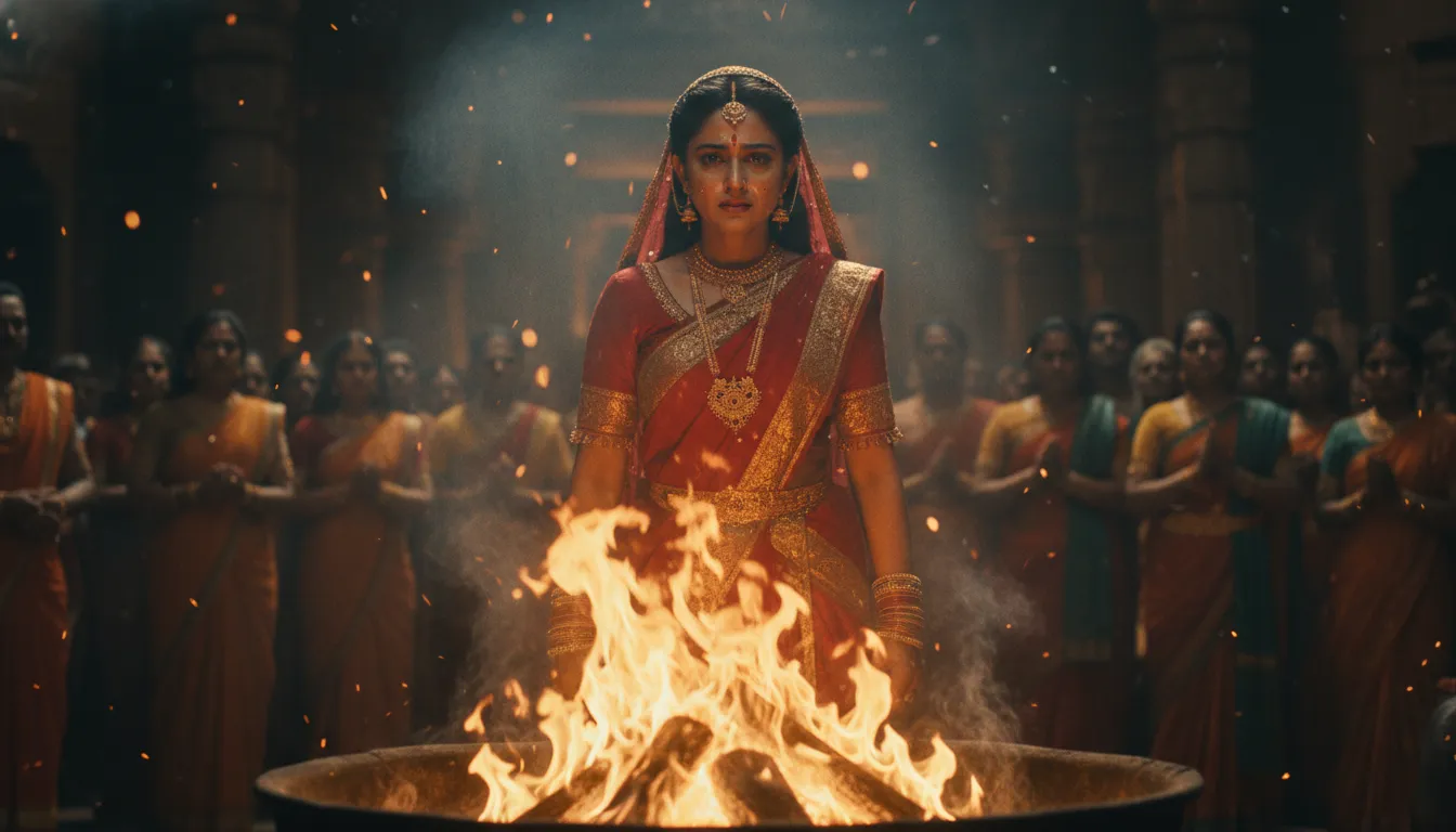 Tragic scene of Sati walking towards the holy fire in Mahadev serial