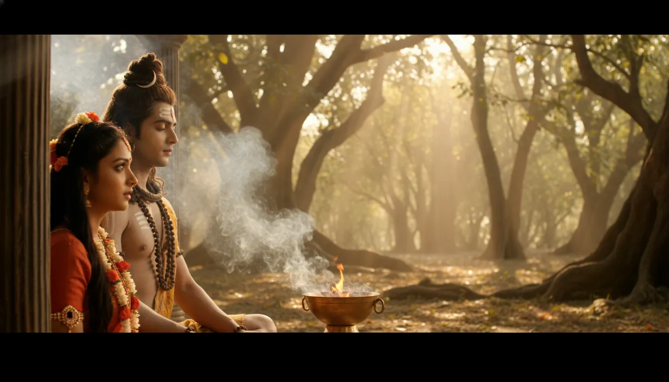 Sati looking at Lord Shiva with devotion in Mahadev serial