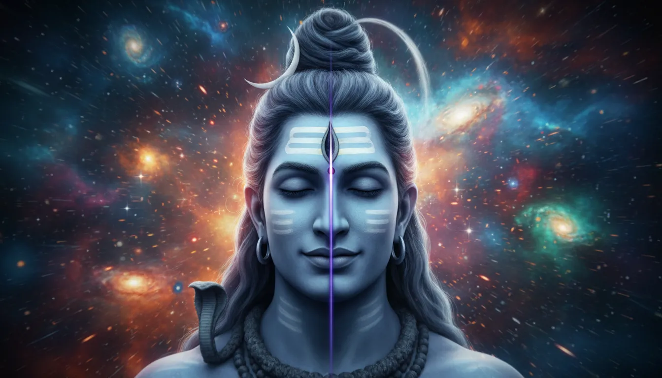 The peaceful and meditative facial expression of Lord Shiva during his cosmic dance of energy.