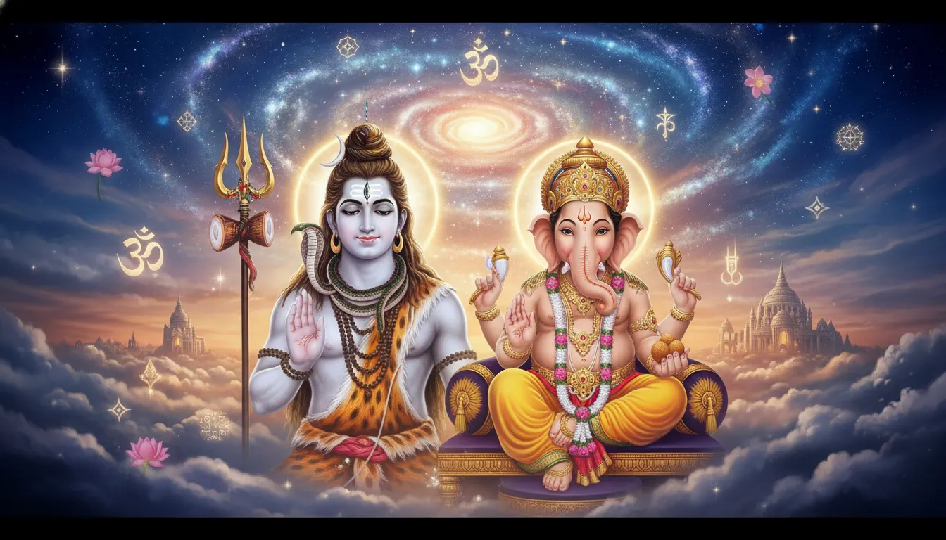 Divine wallpaper of Lord Shiva and Lord Ganesha