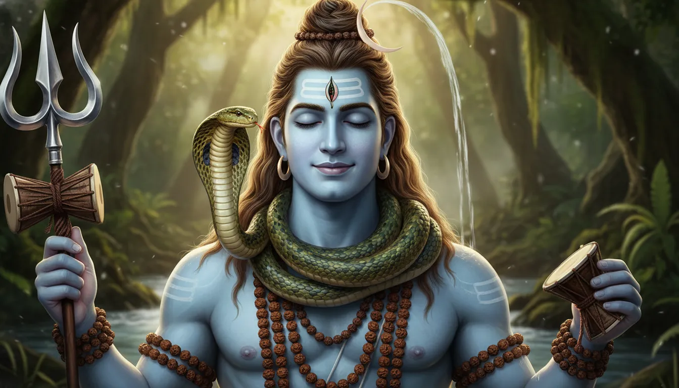 Lord Shiva with snake and rudraksha beads