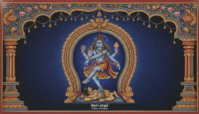 lord shiva nataraja dancing inside decorative arch traditional art