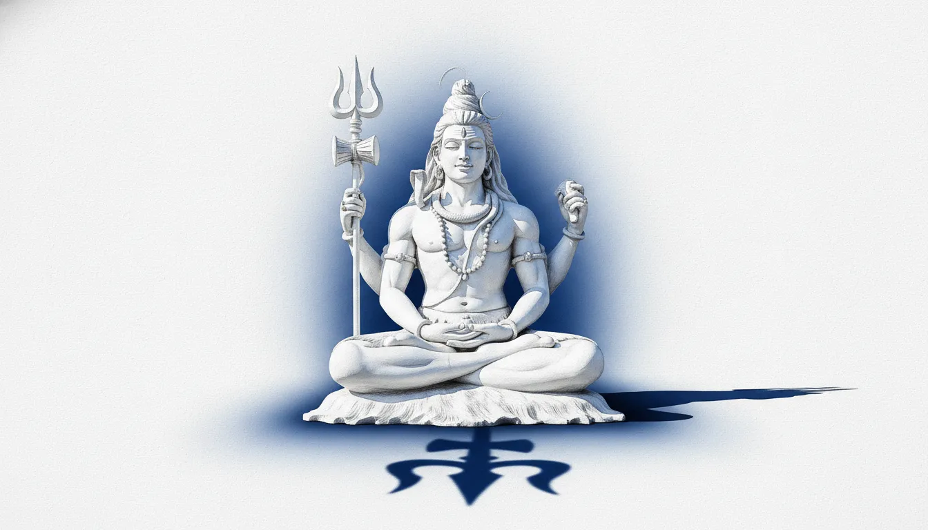 Radiant white Lord Shiva statue with subtle blue shadow