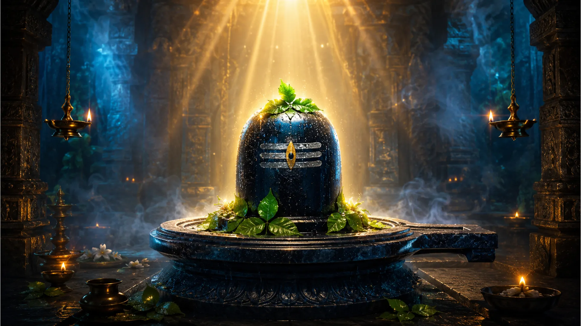 Sacred Mahadev Shiva Lingam glowing with energy wallpaper 1080p