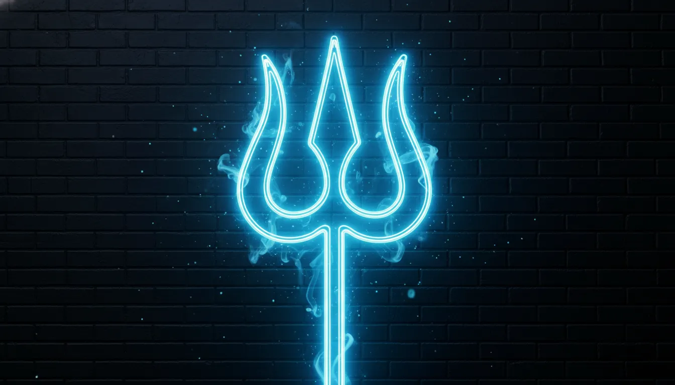 Abstract neon light Lord Shiva Trishul wallpaper 1080p.